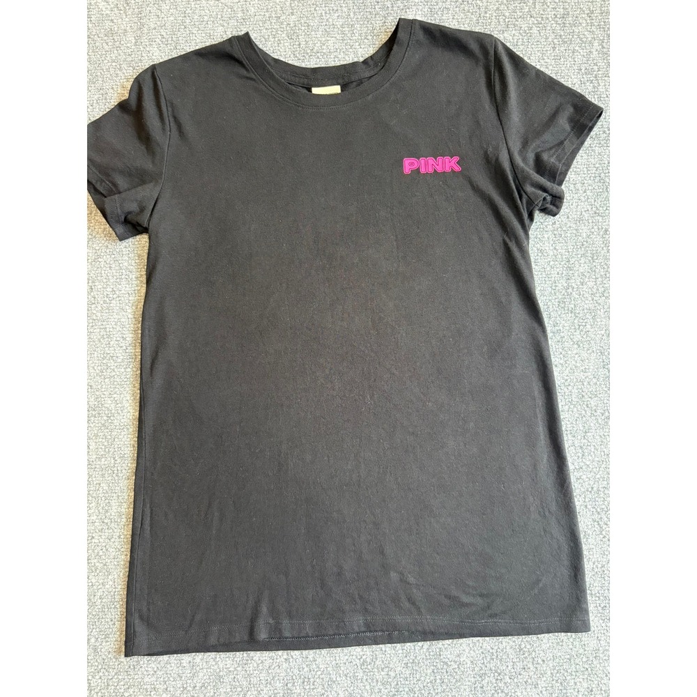 Pink Victoria's Secret Black Short Sleeve Logo T-Shirt Small 949384-QMY